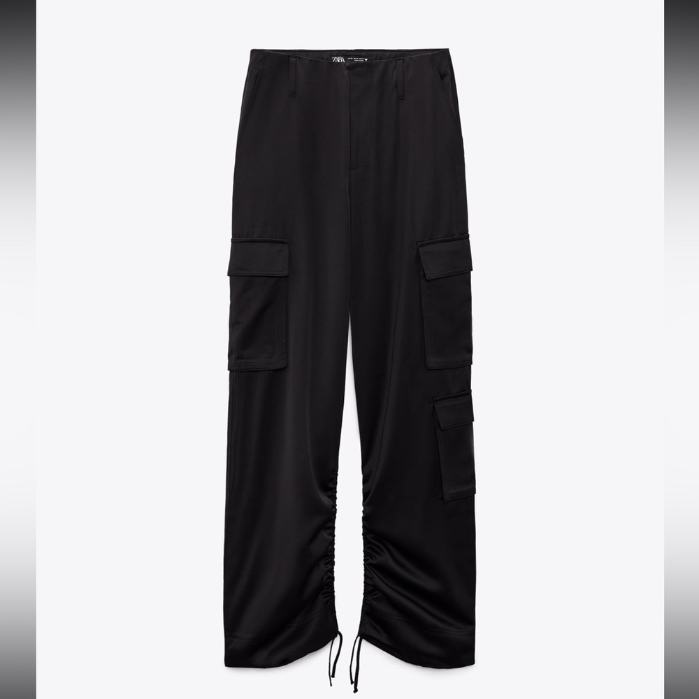 Satin Black Cargo Pants
